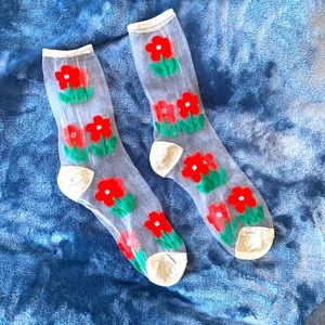 NWOT Mesh floral socks